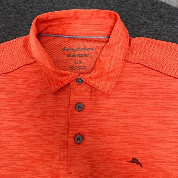 Tommy Bahama IslandZone Polo Shirt Vibrant Coral Performance Golf Large Beach - Picture 3 of 13